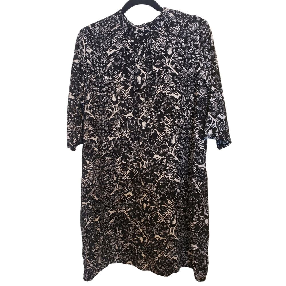 Old Navy Woodland Creature Dress Black White Shift Mini Rabbit Large